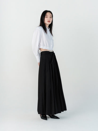 Pleats Flare Elegant Long Skirt