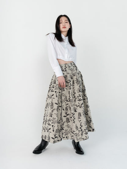 Botanical Retro Classy Slit Skirt