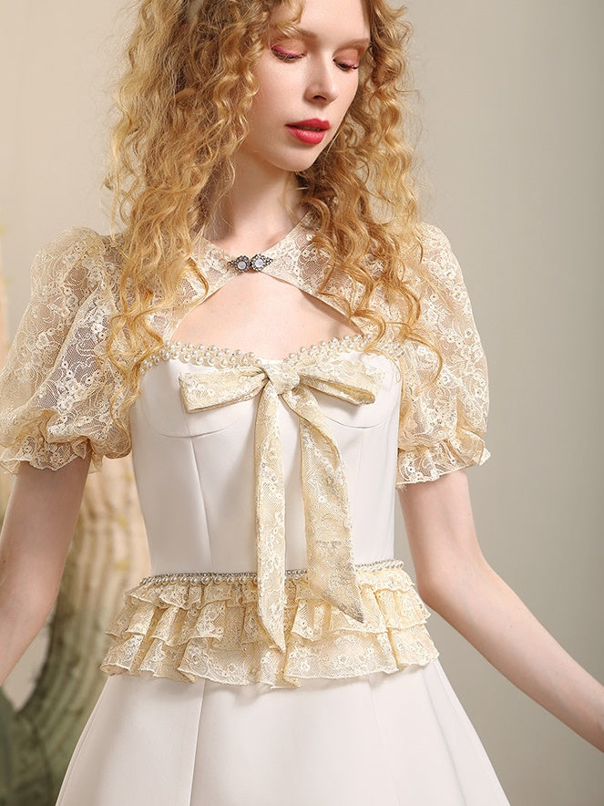 Lace Feminine Sheer Ribbon Frill Derss