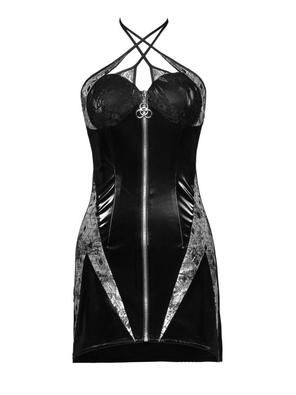 Gothic Cosplay Tigh Sexy Leather Conscient One-Pice