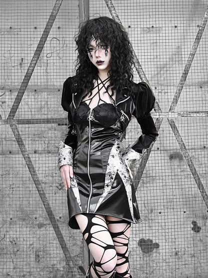 Gothic Cosplay Tigh Sexy Leather Conscient One-Pice