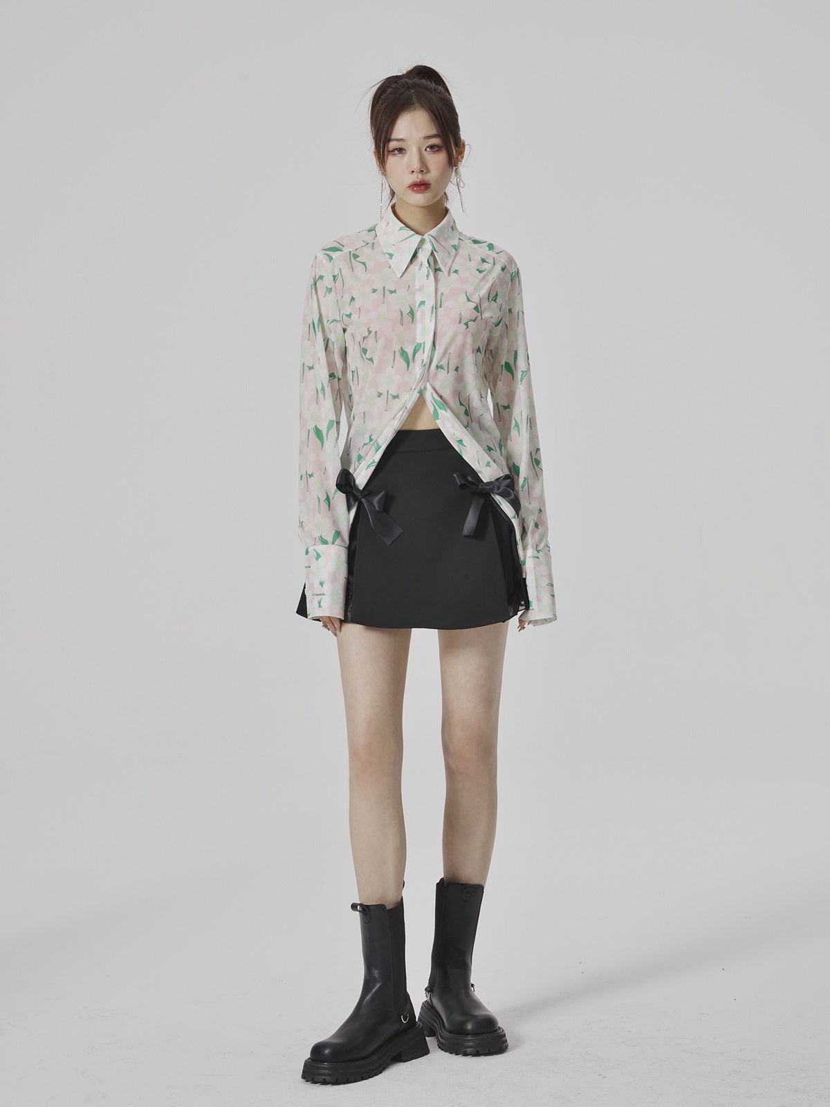 Flower Nichi Ribbon Blouse