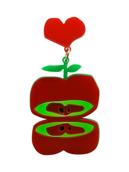 Asymmetric Apple Acrylic Earrings