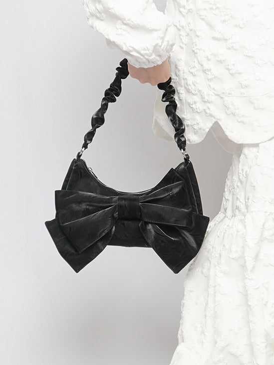 Showder Pearl Ribbon Leather Bag