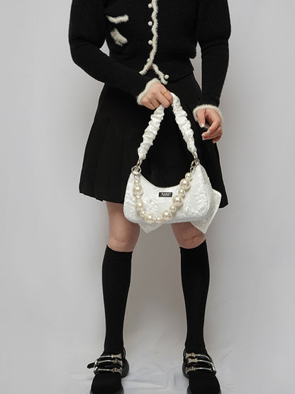 Showder Pearl Ribbon Leather Bag