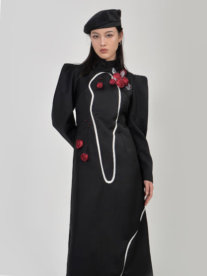 THREE-DIMENSIONAL ROSE FLOWER ONE-PIECE