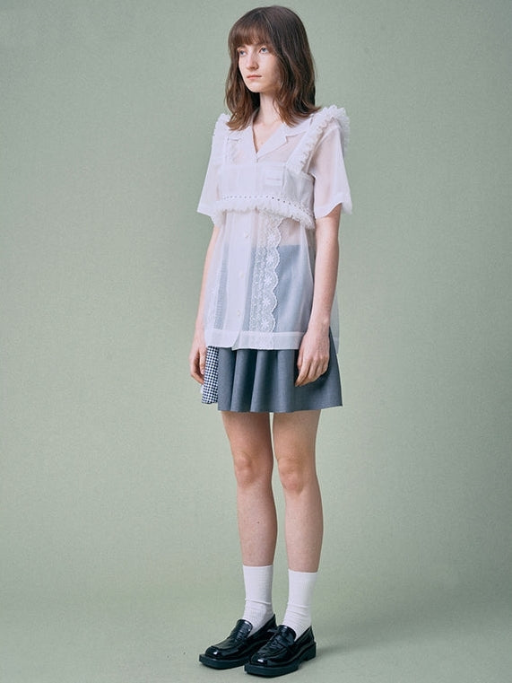 Organza Lace Short Sleeve Shirt