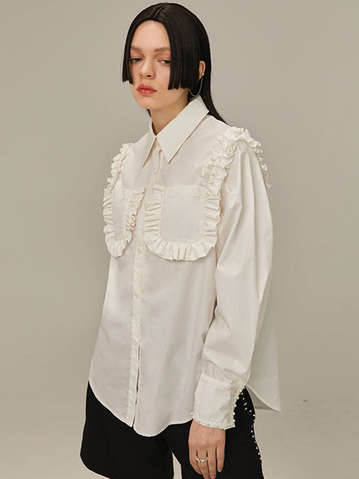 All-match-box-sleeved Lace Shirt