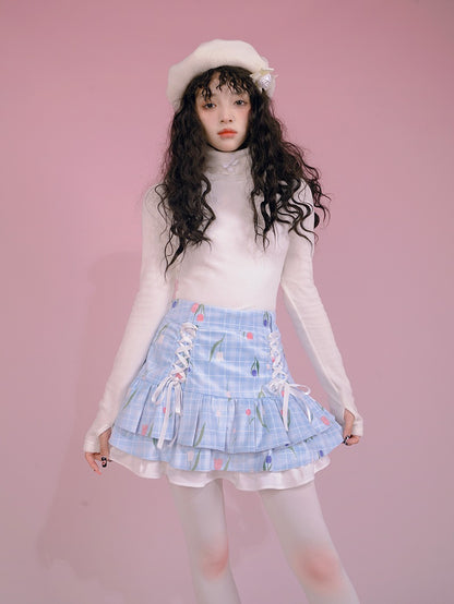 Lace-Up Unique Layered Tiered Pop Skirt