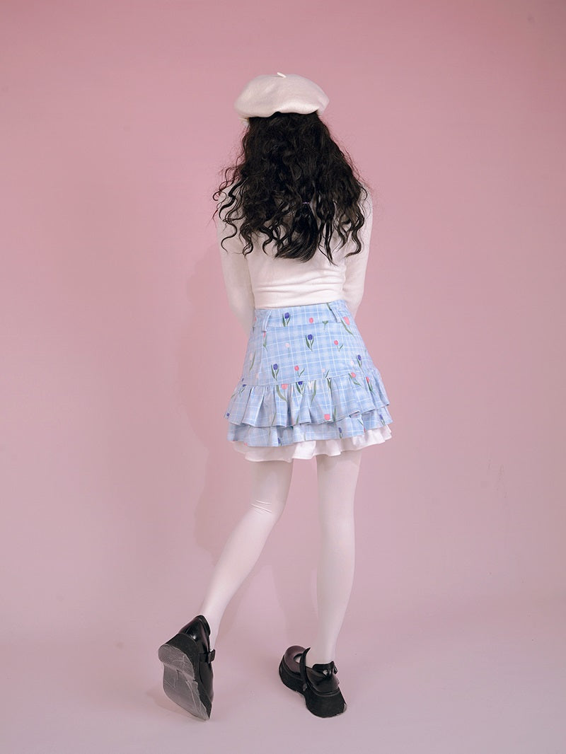 Lace-up Unique Layered Tiered Pop Skirt