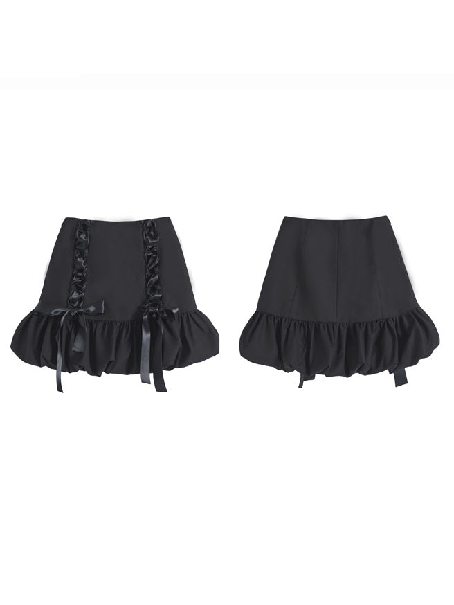 Balloon Tiered Ribbon Short skirt