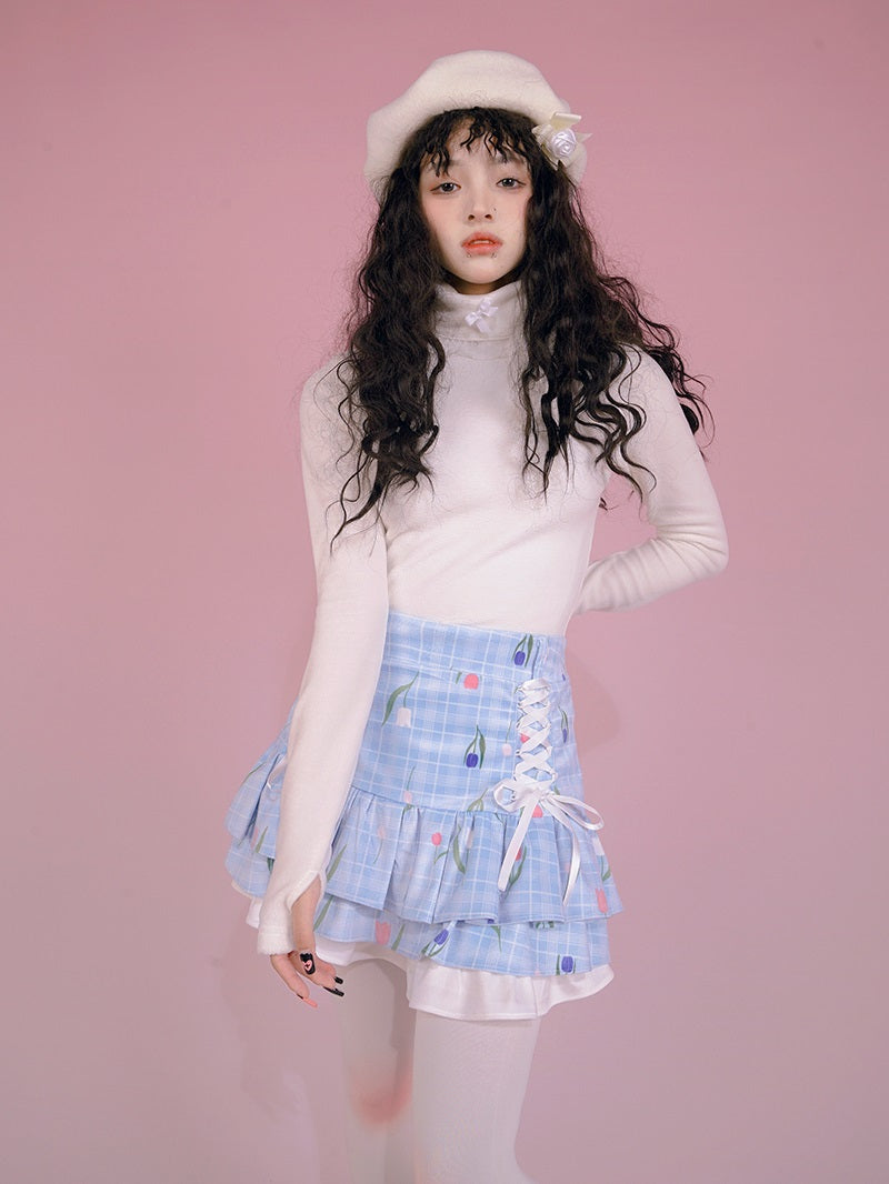 Lace-Up Unique Layered Tiered Pop Skirt