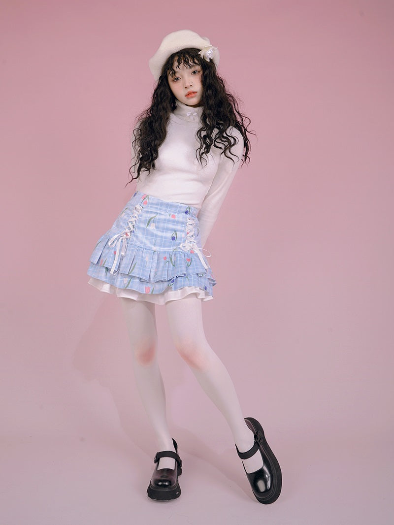 Lace-Up Unique Layered Tiered Pop Skirt