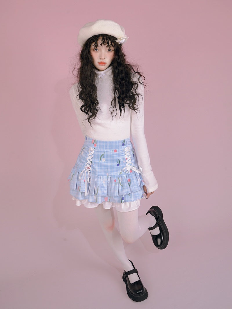 Lace-up Unique Layered Tiered Pop Skirt