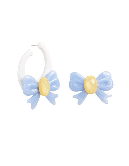 Smudged Asymmetric Big Bow Earrings