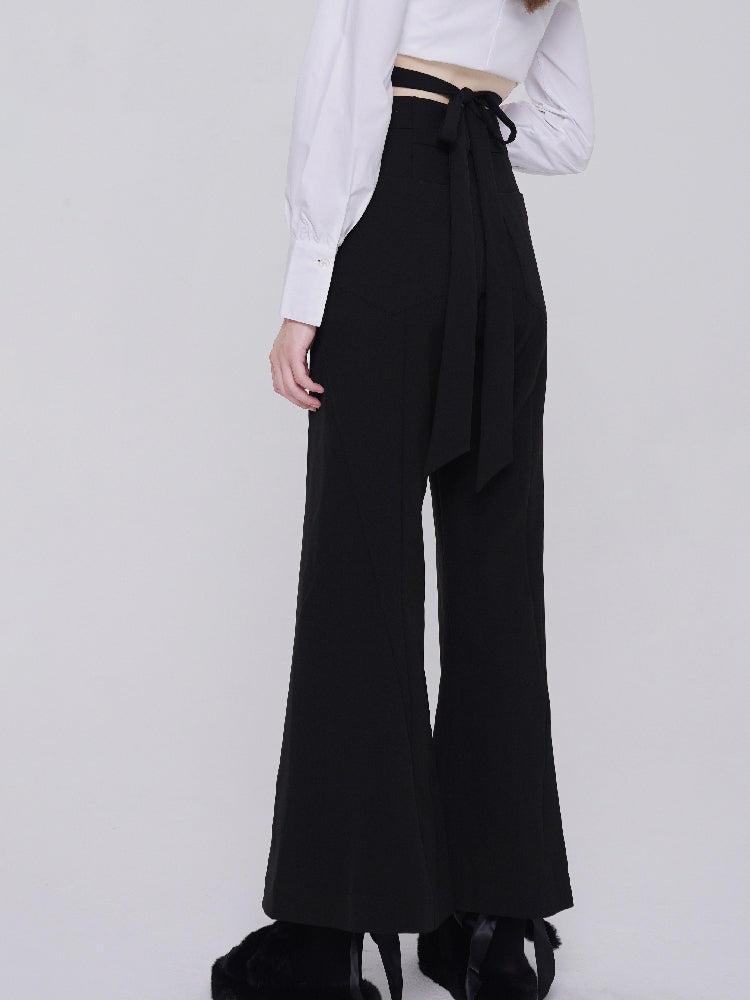 High Waist Straps Flared Pants