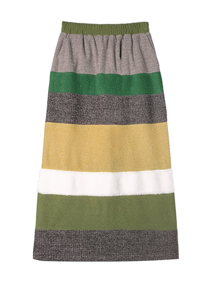 Border Colorful Knit Long-Skirt