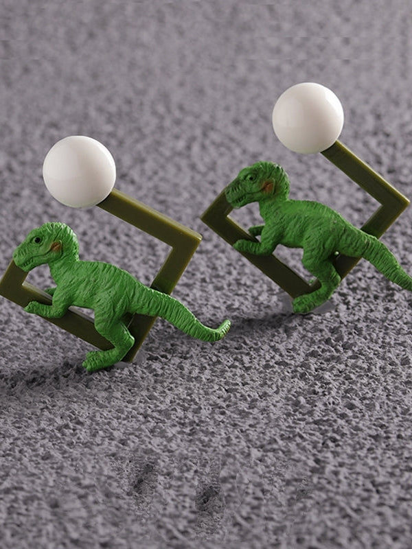 UNIQUE GREEN DINOSAUR EARRINGS