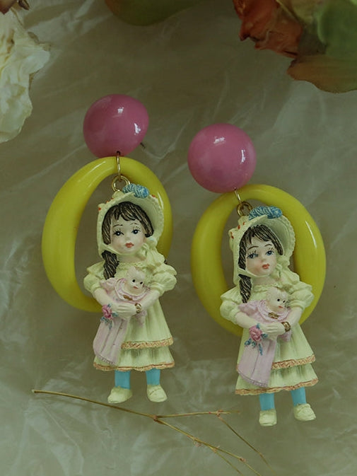 Antique Doll French Retro Earrings