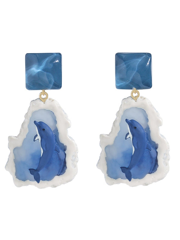 Ice Ocean Dolphin Earrings