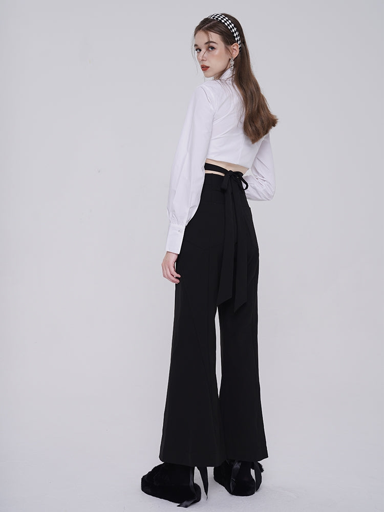 HIGH WAIST STRAPS FLARED PANTS