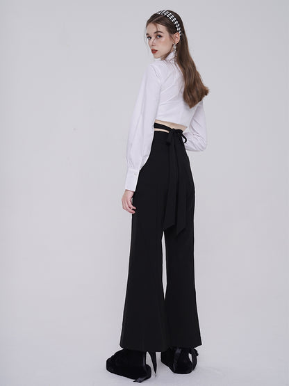 High Waist Straps Flared Pants