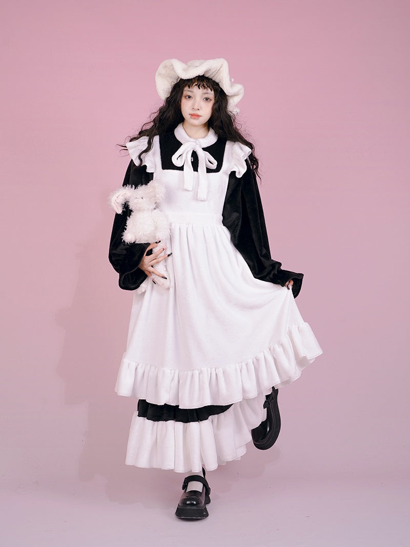 Gothic Lorita Frill tablier cosplay One-pièce