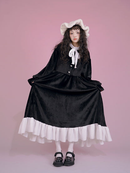 Gothic Lorita Frill tablier cosplay One-pièce