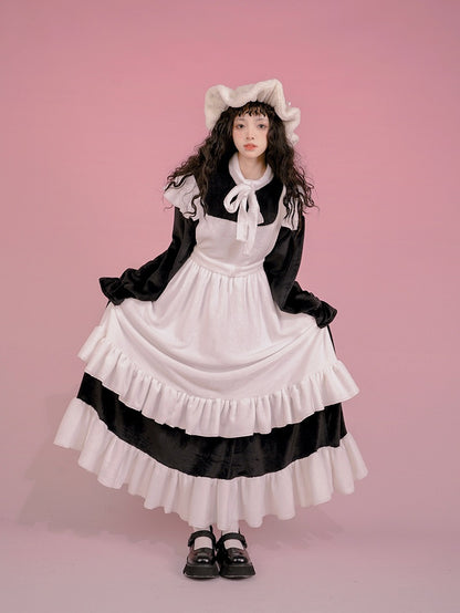 고딕 Lorita Frill Apron Cosplay 원피스