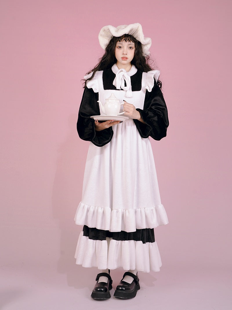 Gothic Lorita Frill tablier cosplay One-pièce