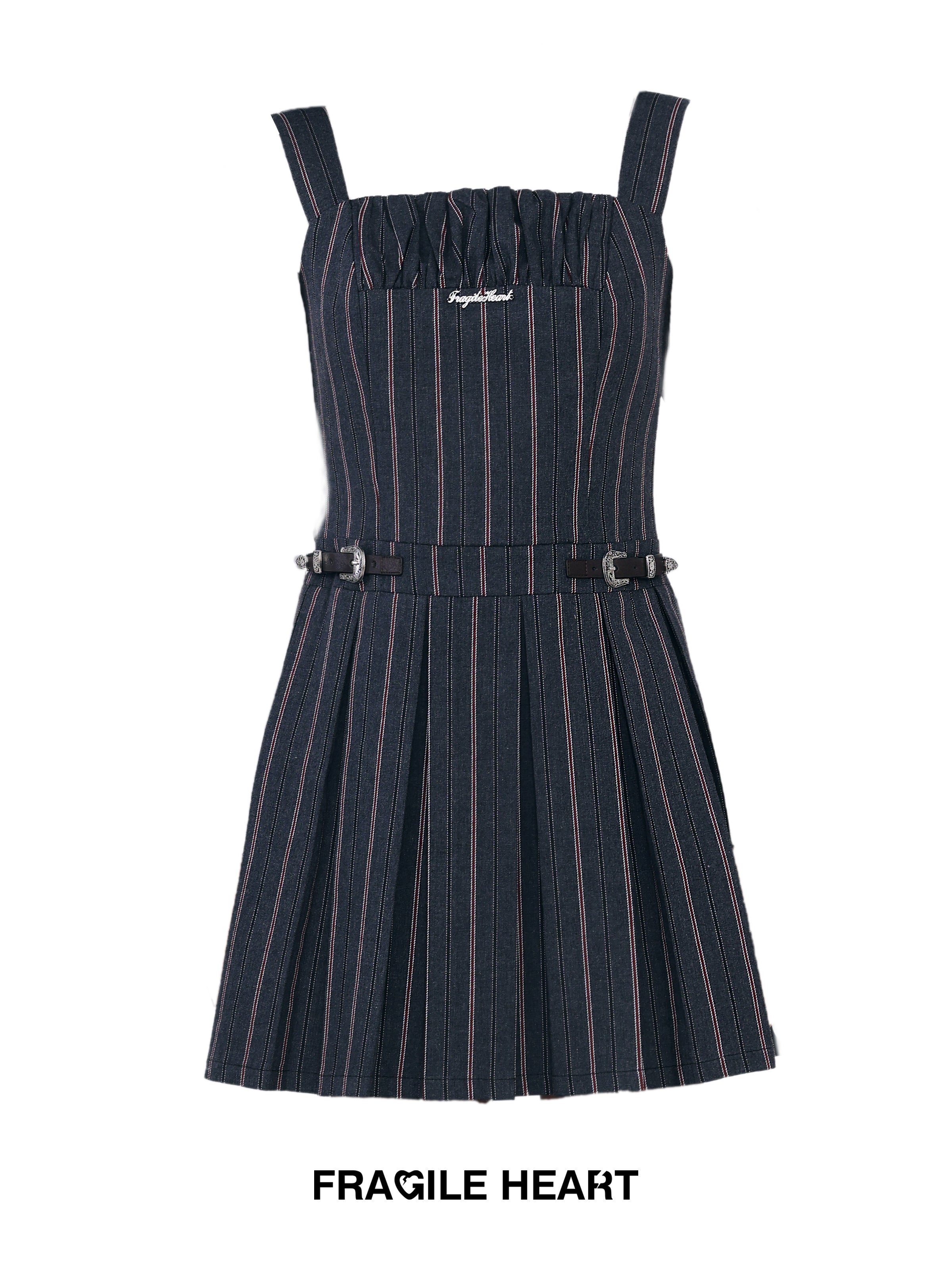 Stripe Flare Box-Pleats Casual One-piece