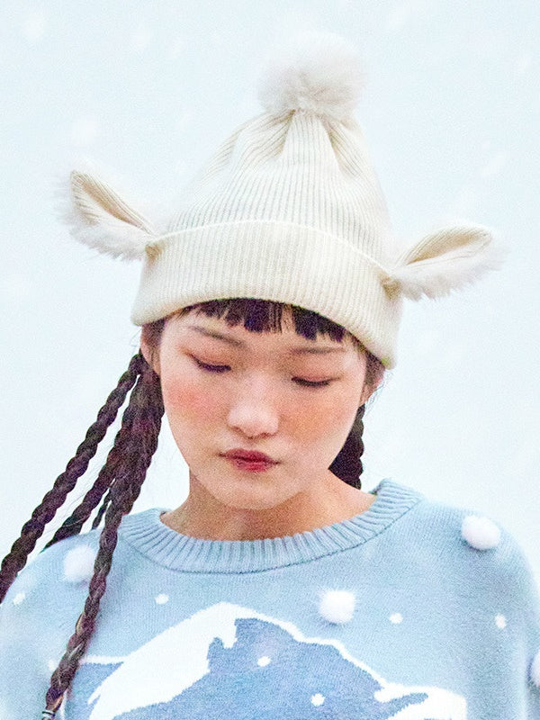 Nichi Casual Ear Fur Knit-Hat