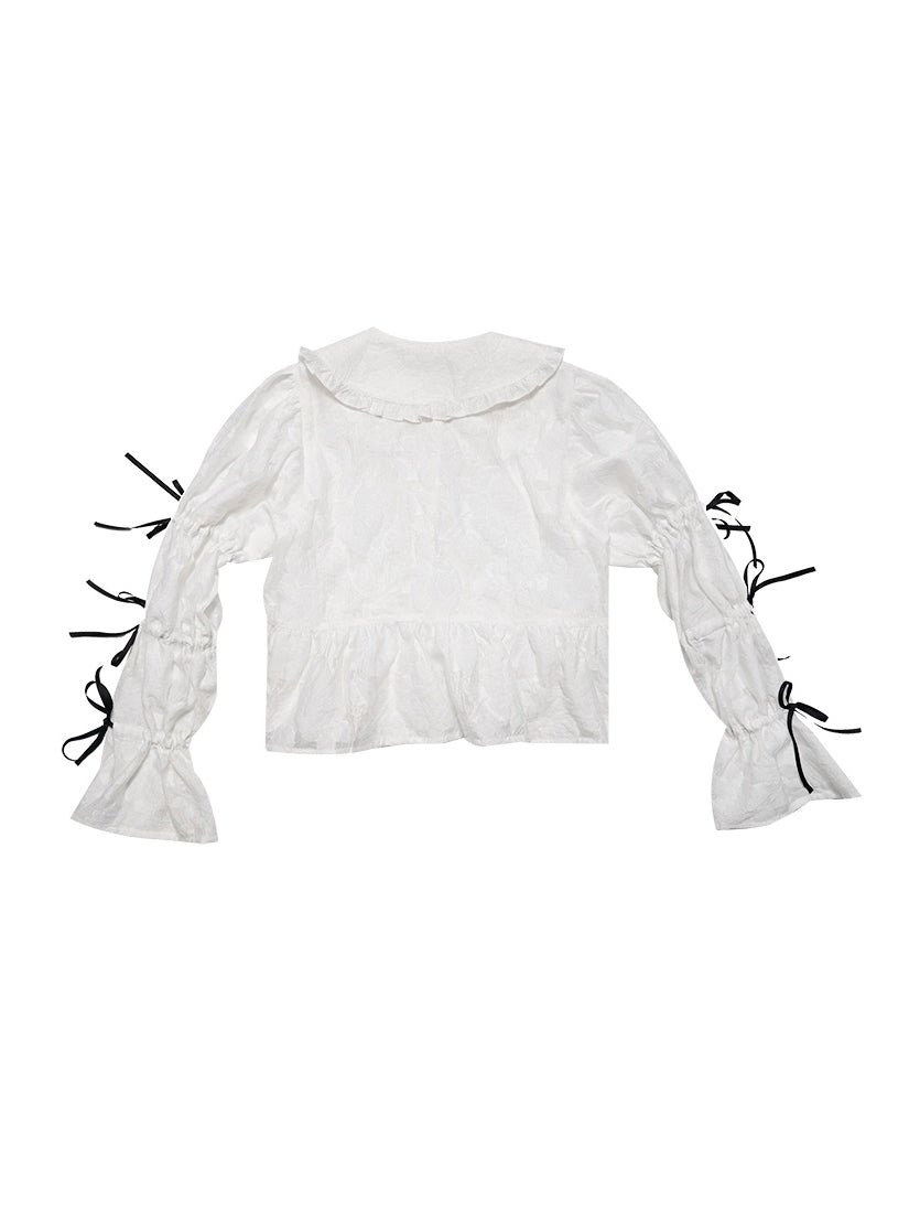 Gothic Lace Ribbon Frill Embroidery Blouse