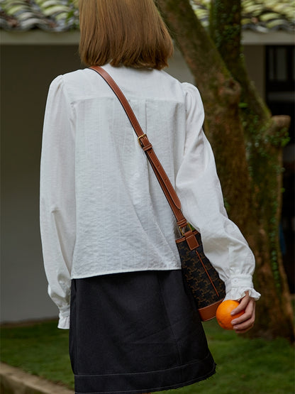 Stand-Collar Cute Frill Stripe Blouse