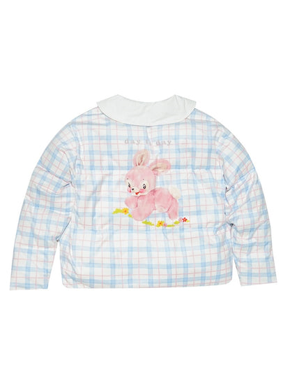 Bear Ribbon Lace Plaid Cute Down-Jacket