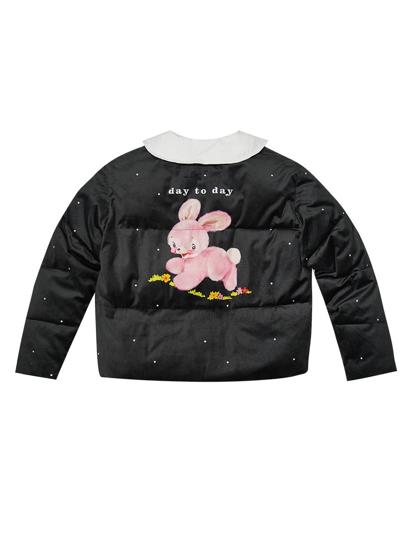 Bear Ribbon Lace Plaid Cute Down-jacket