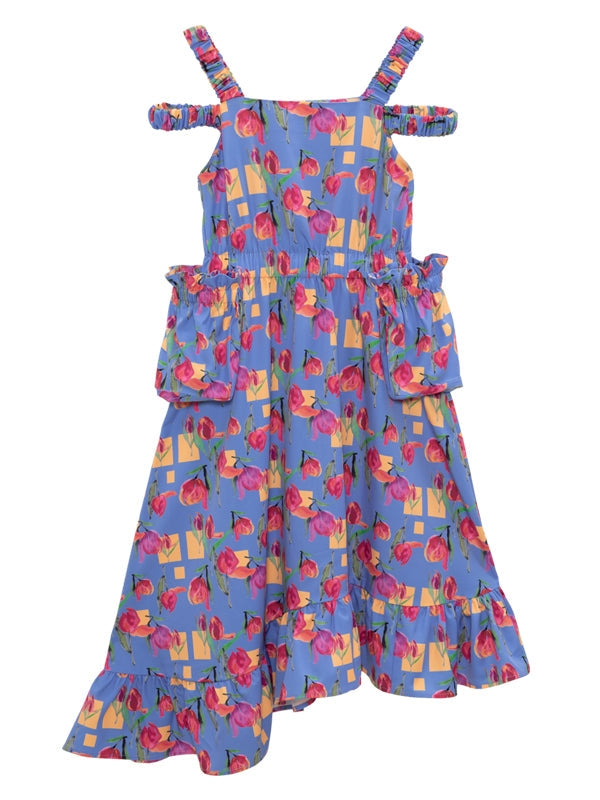 Tulip Full Print Mid-LENGTH SUSPENDER Dress