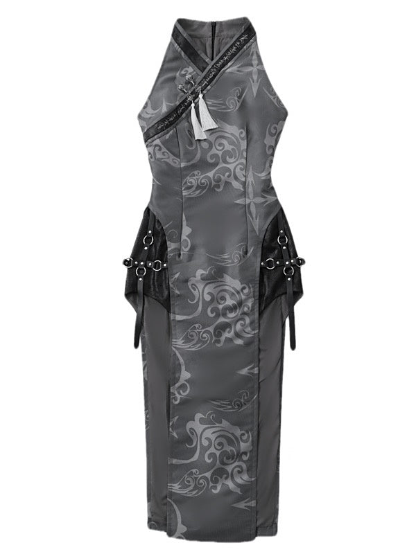 Gothic Cosplay Slit Wildleder China Ein-Stück