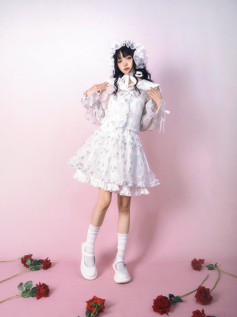 Frill Flower Flare Lolita Skirt