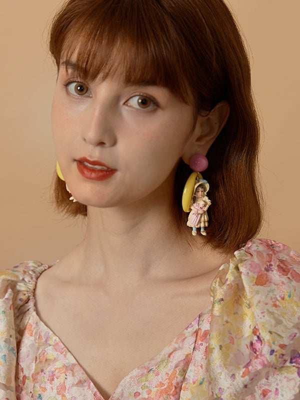 Antique Doll French Retro Earrings