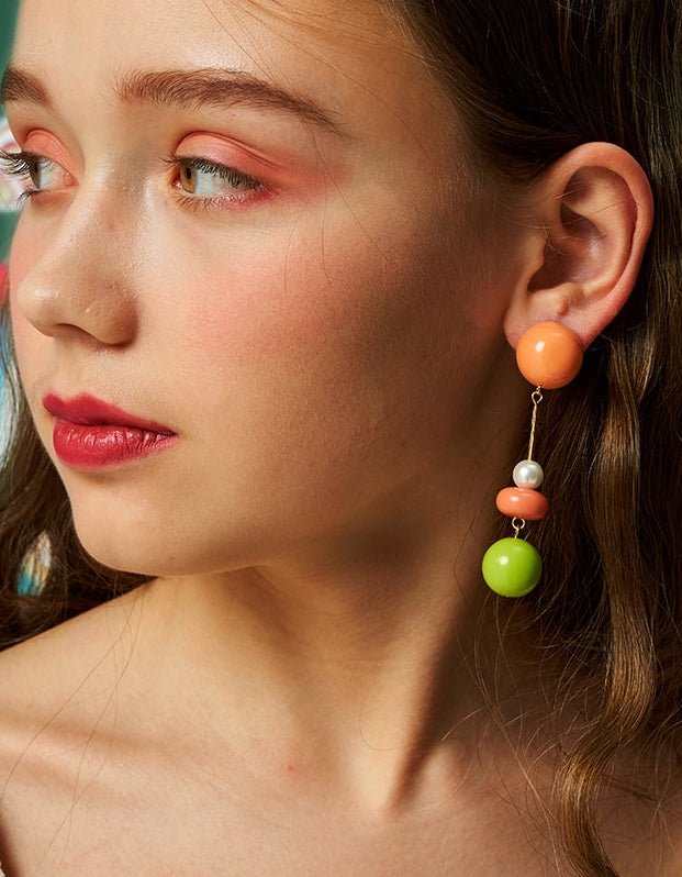 Contrast Color Simple Beaded Earrings