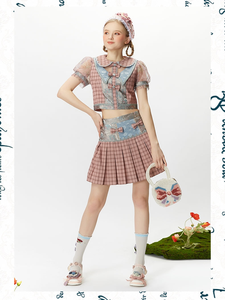 Ribbon Checked Fancy Girly Pleats Skirt – ARCANA ARCHIVE