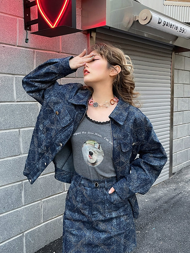 Denim jacket 2024 with glitter sleeves