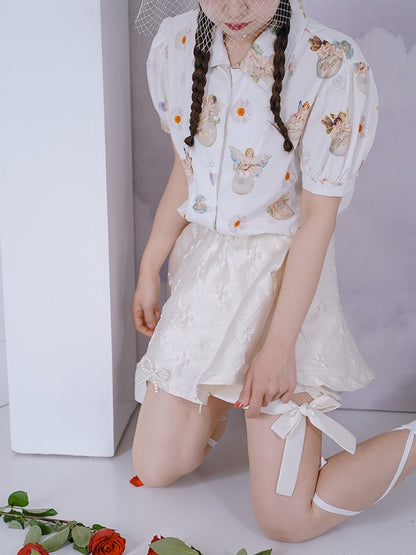 Embroidery Ribbon Girly Pants Skirt