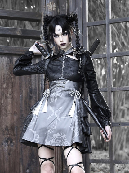 Gothic Cosplay Wildleder China Ein-Stück