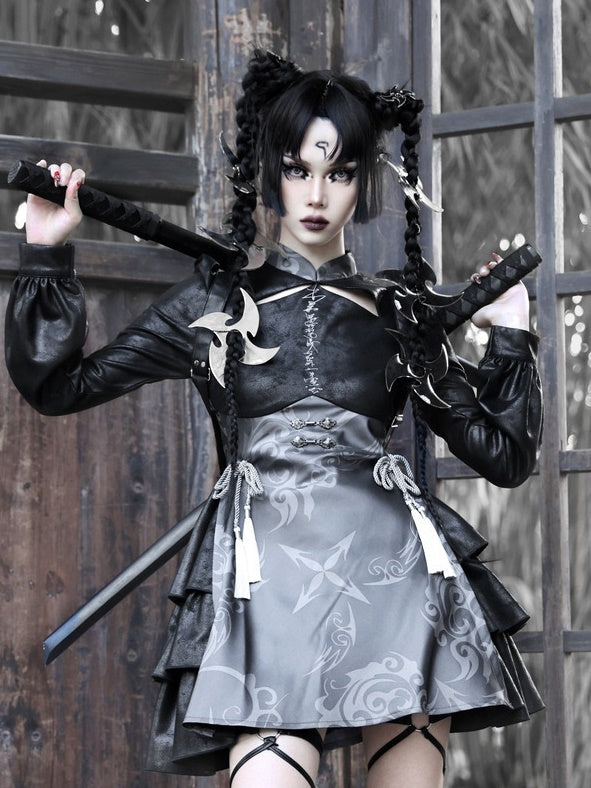 Gothic Cosplay Wildleder China Ein-Stück