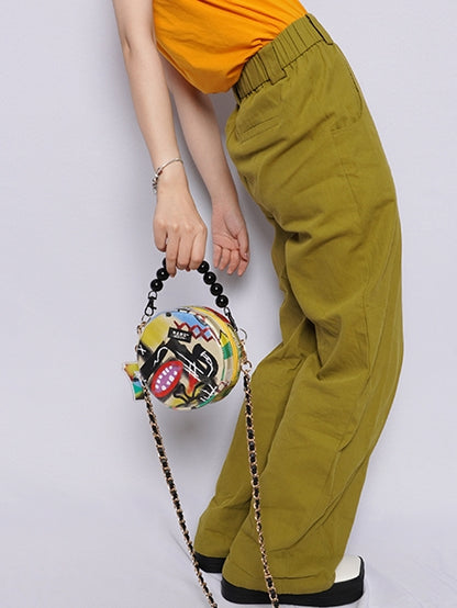 Nichi Graffiti Hand Messenger Shoulder Small Round Circle Bag