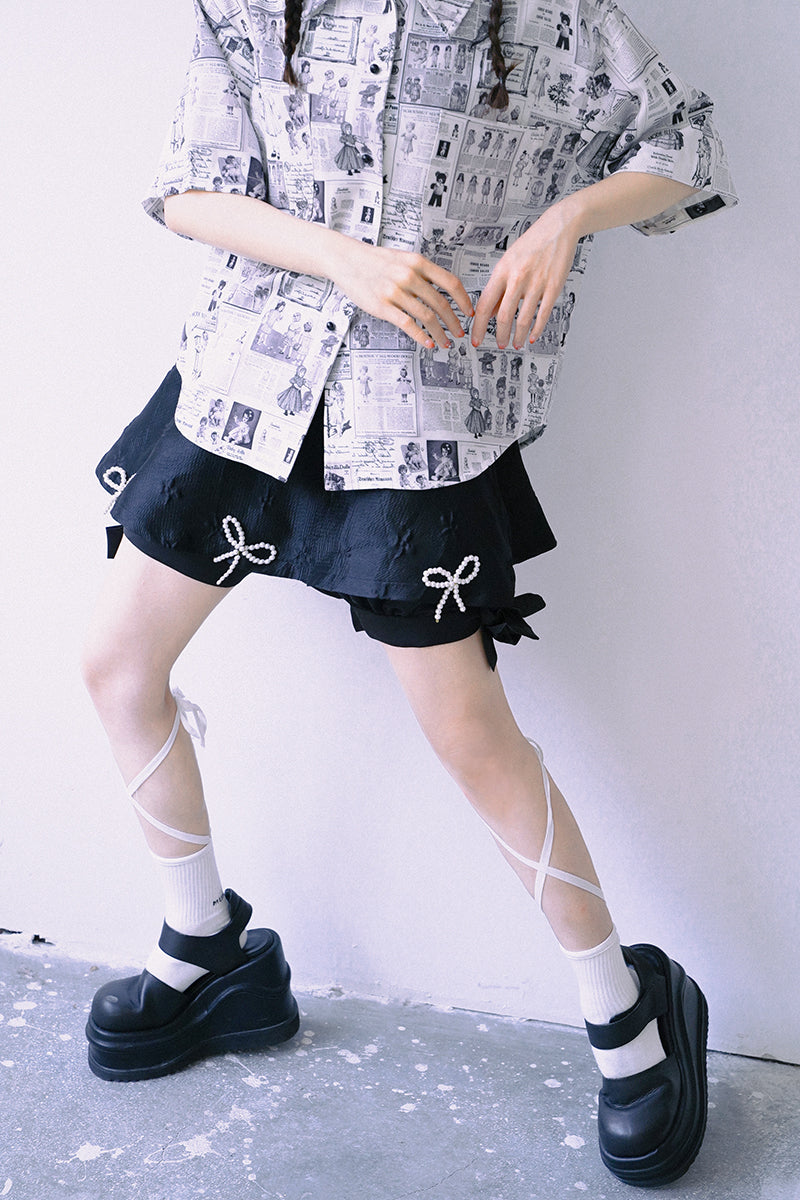 Embroidery Ribbon Girly Pants Skirt