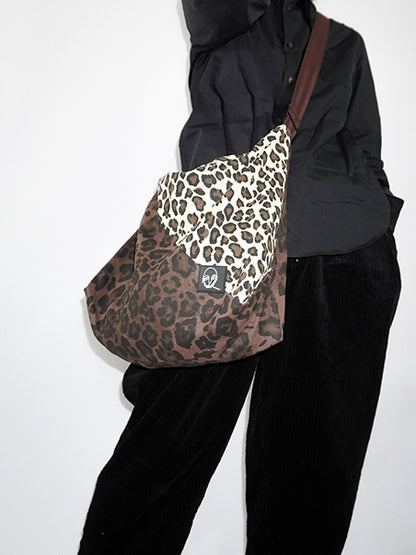 CASUAL LEOPARD FACE SHOULDER MESSENGER LARGE BAG