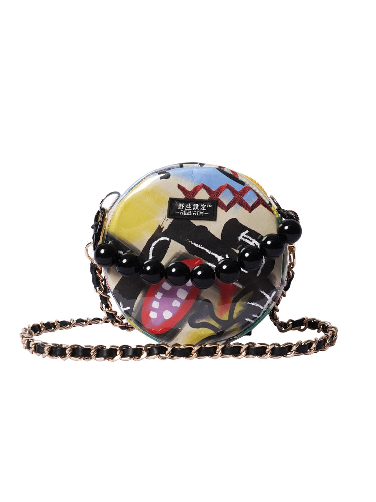 Nichi Graffiti Hand Messenger Shoulder Small Round Circle Bag